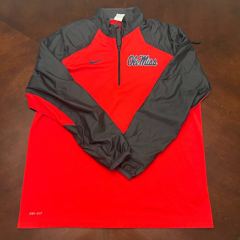 Team Issued Nike Size L Red Ole Miss Quarter Zip